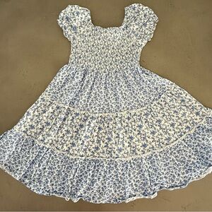 Polo by Ralph Lauren White and Black Tiered Sundress with Puff Sleeves